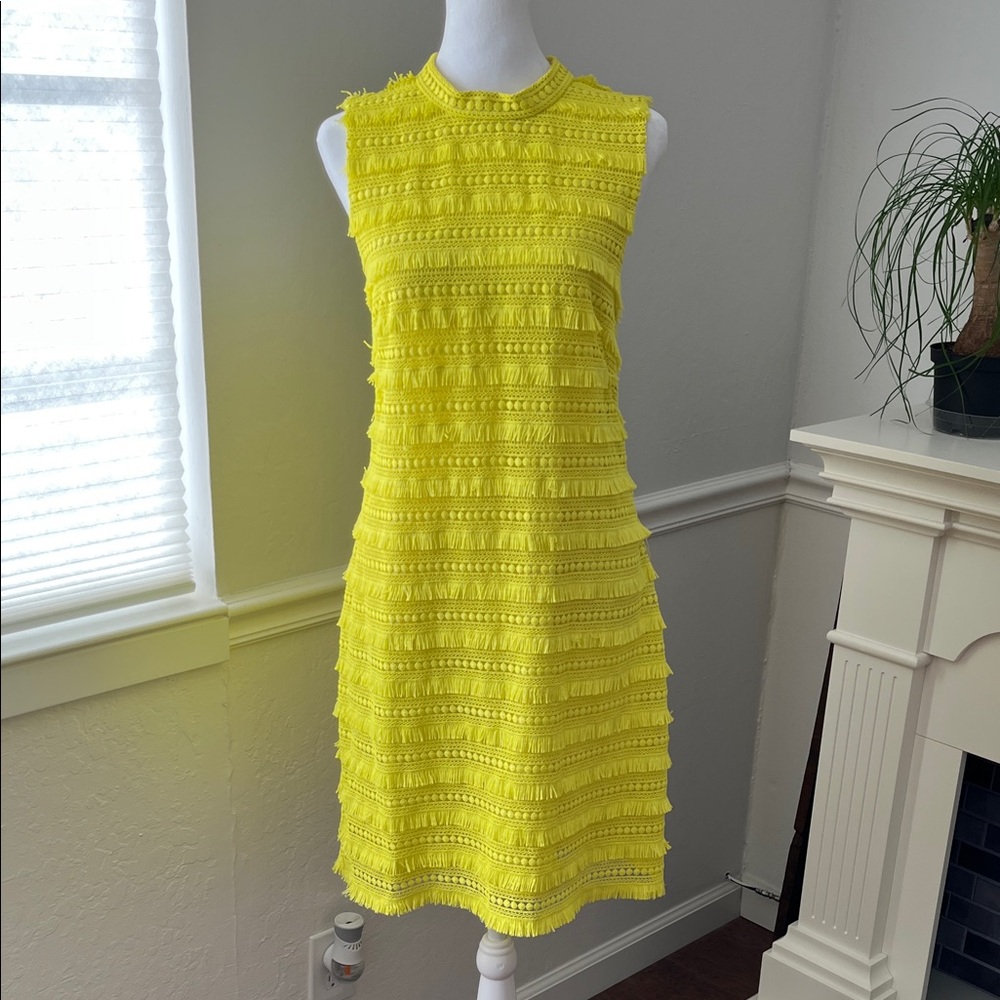 J. Crew Vibrant Yellow fringe dress